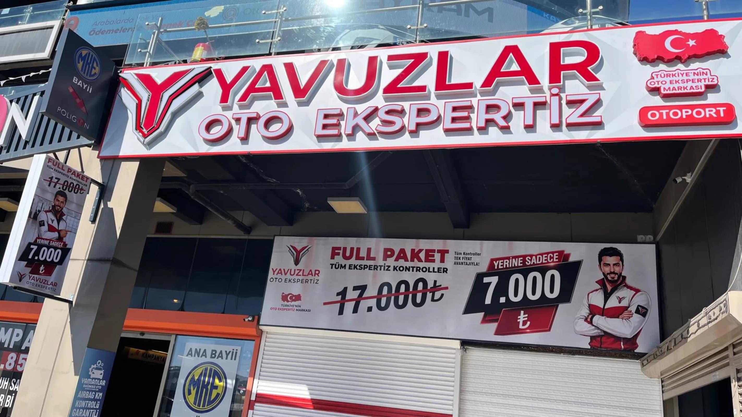 Otoport Oto Ekspertiz — Yavuzlar istasyonunun dış cephesi ve tabelası
