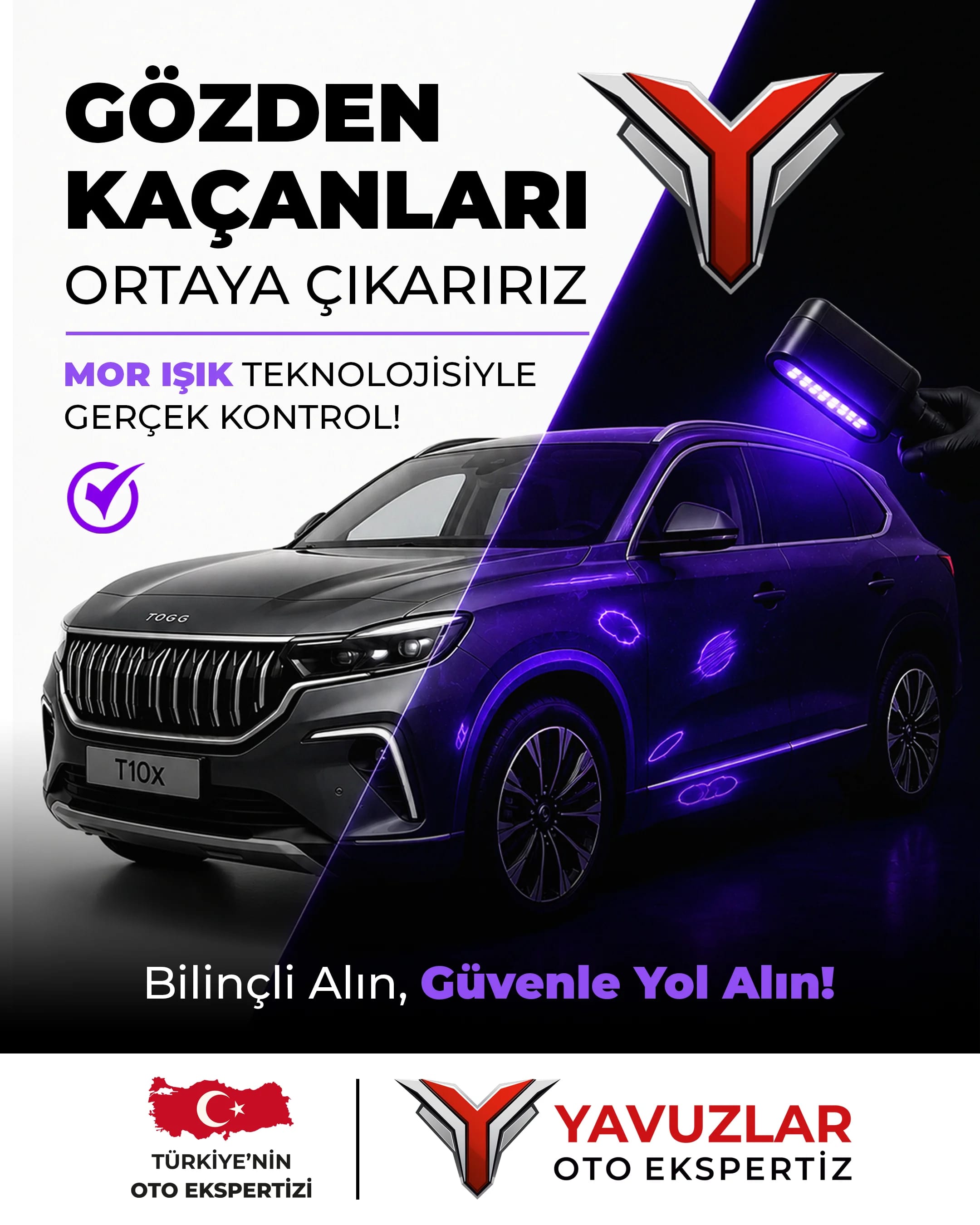 Mor ışık teknolojisiyle gerçek kontrol — gözden kaçanları ortaya çıkarırız