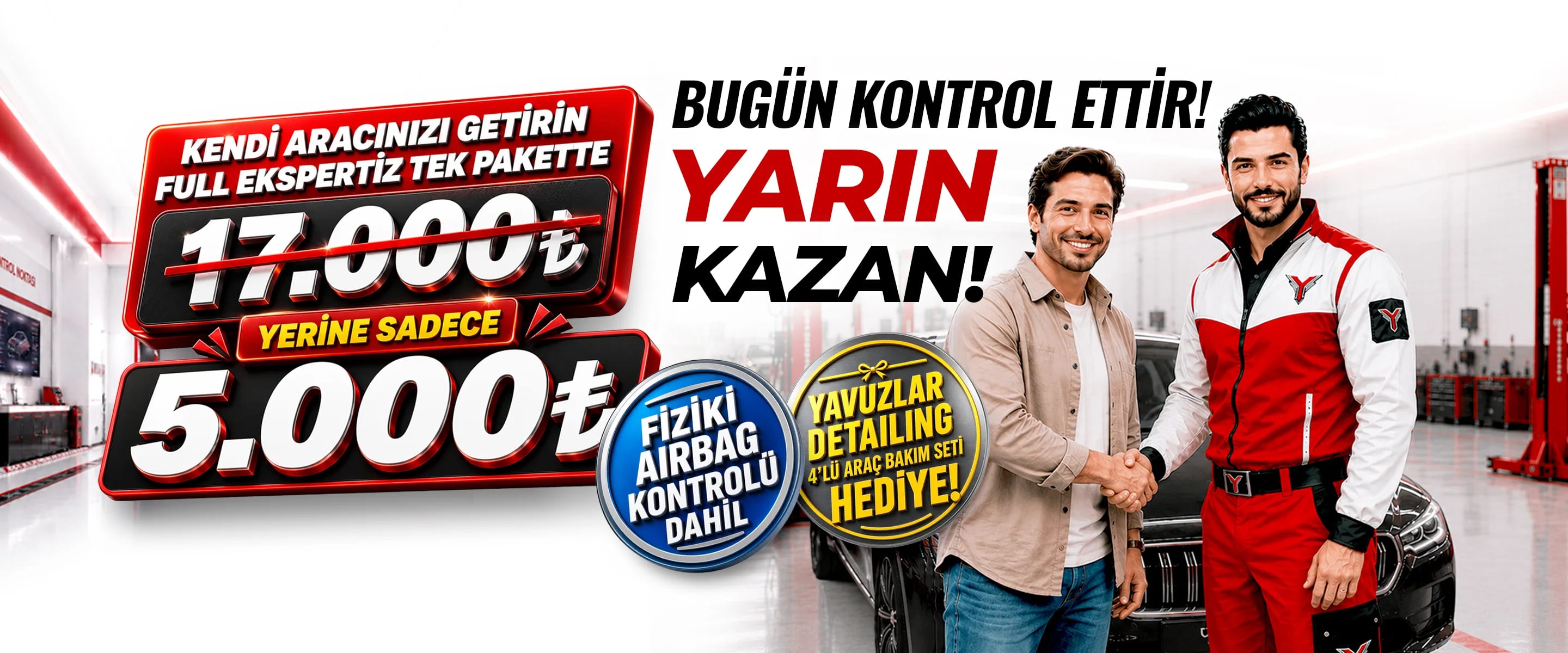 Bugün kontrol ettir, yarın kazan — kendi aracınızı getirin, Full Ekspertiz 17.000 TL yerine 5.000 TL