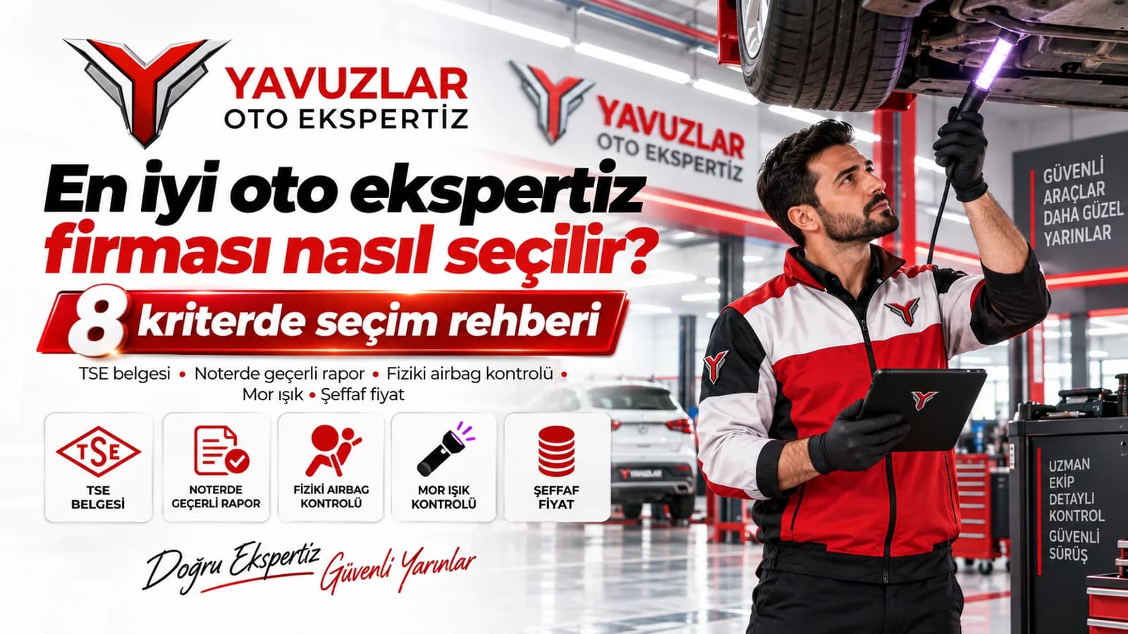 En iyi oto ekspertiz firması nasıl seçilir? 8 kriterde seçim rehberi: TSE belgesi, noterde geçerli rapor, fiziki airbag kontrolü, mor ışık, şeffaf fiyat - Yavuzlar Oto Ekspertiz